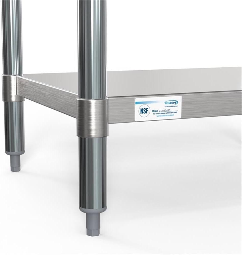 30" x 36" 18-Gauge 304 Stainless Steel Commercial Work Table with Casters, CT3036-18C.
