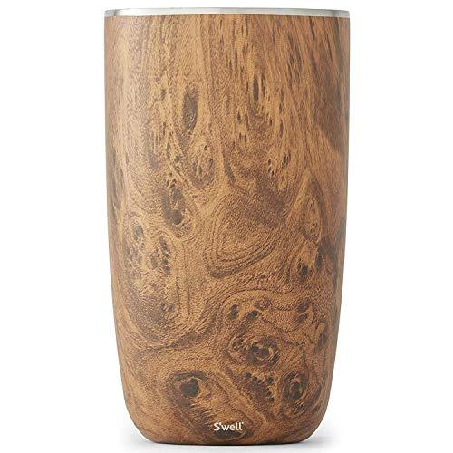 S'well Triple-Layered Vacuum-Insulated Stainless Steel Wine Chiller, 750ml, Teakwood