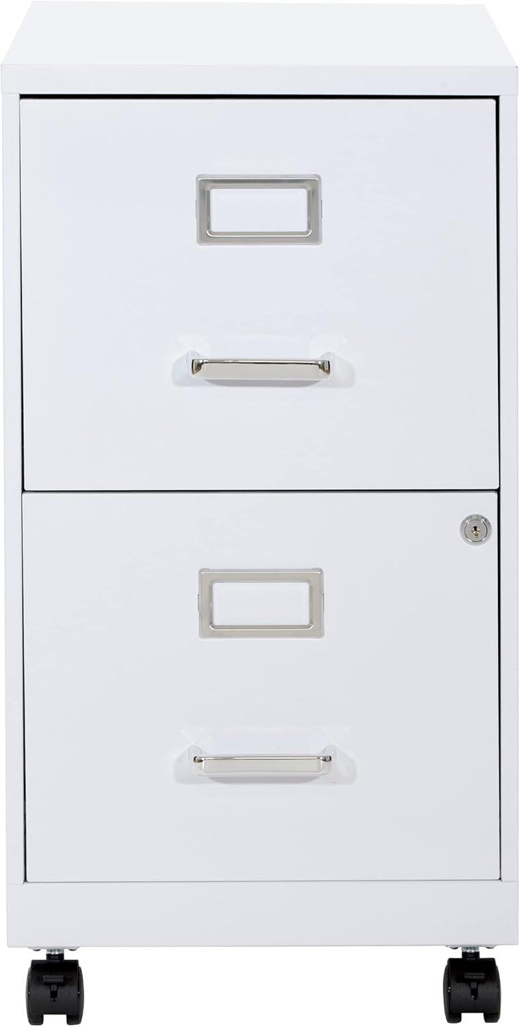 2 Drawer Mobile Locking Metal File Cabinet in White