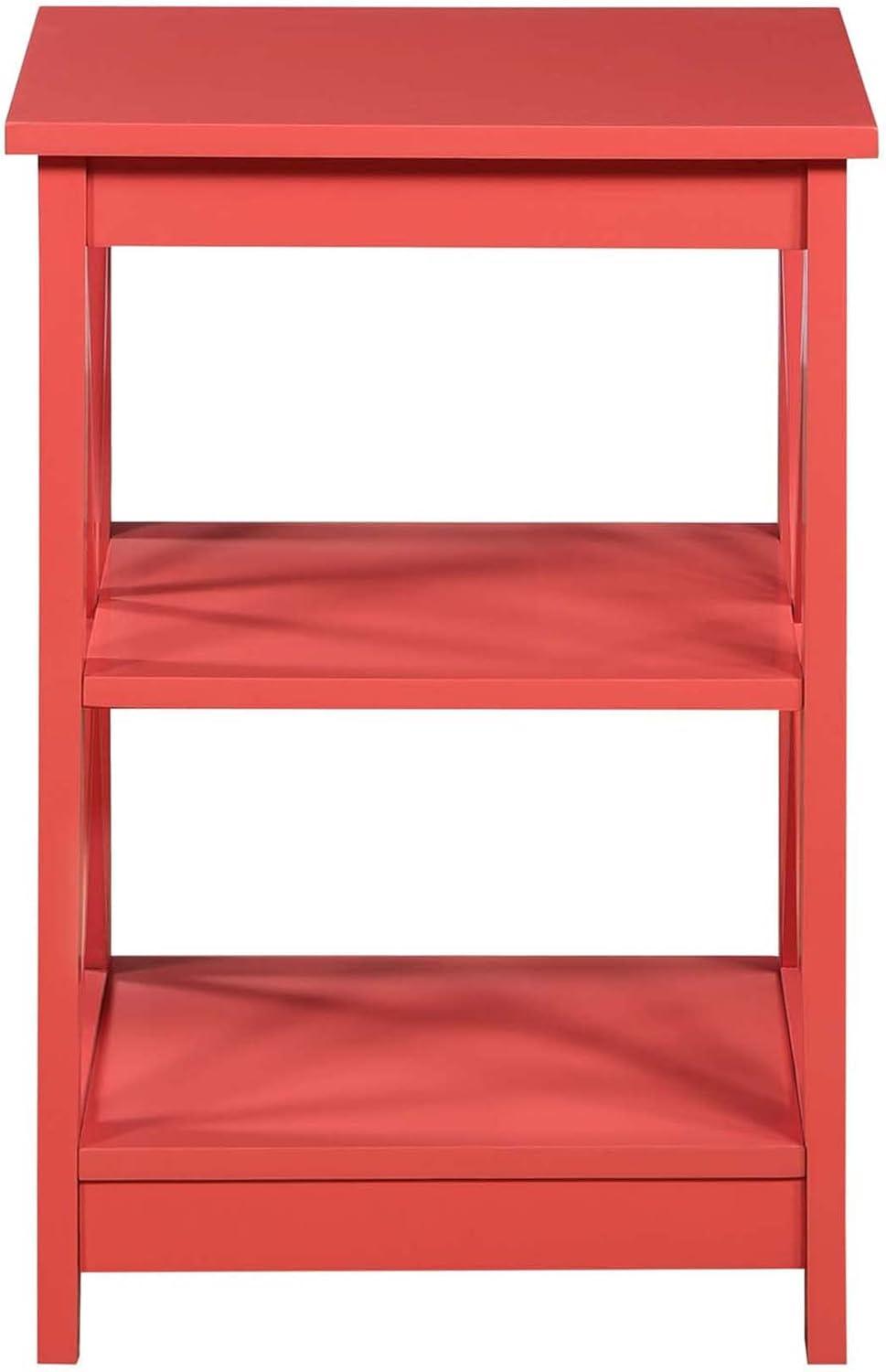 Convenience Concepts Oxford End Table with Shelves, Coral