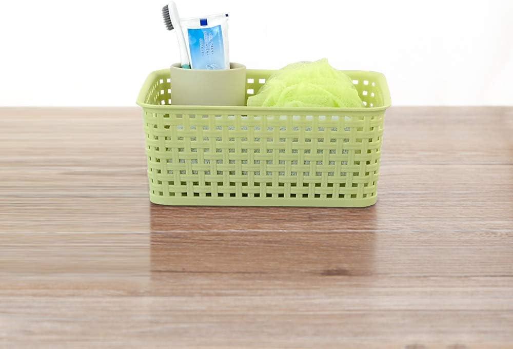 Multicolor Plastic Weave Rectangular Storage Baskets Set of 6