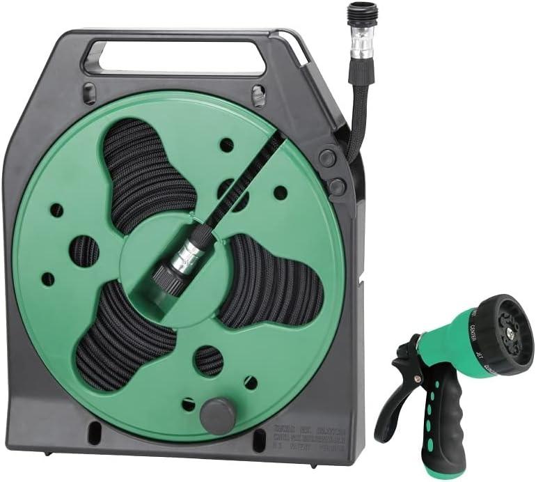 Alieon YP1121 Flat Hose Reel with Nozzle, 50'