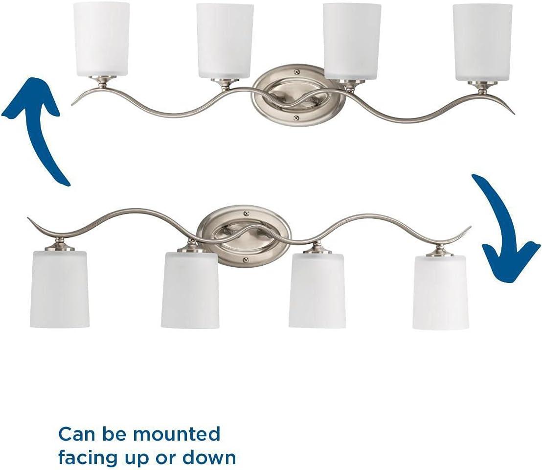 Progress Lighting Inspire 4-Light Wall Sconce, Brushed Nickel, Etched Glass Shades