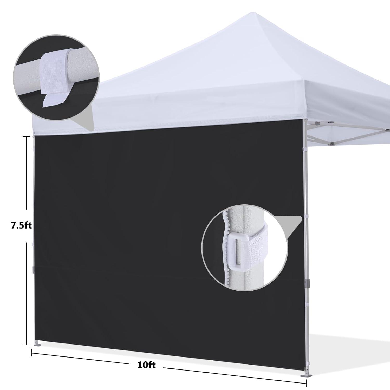 HLong Canopy Tent Sidewall for 10x10 Pop Up Canopy, 1 Piece, Black