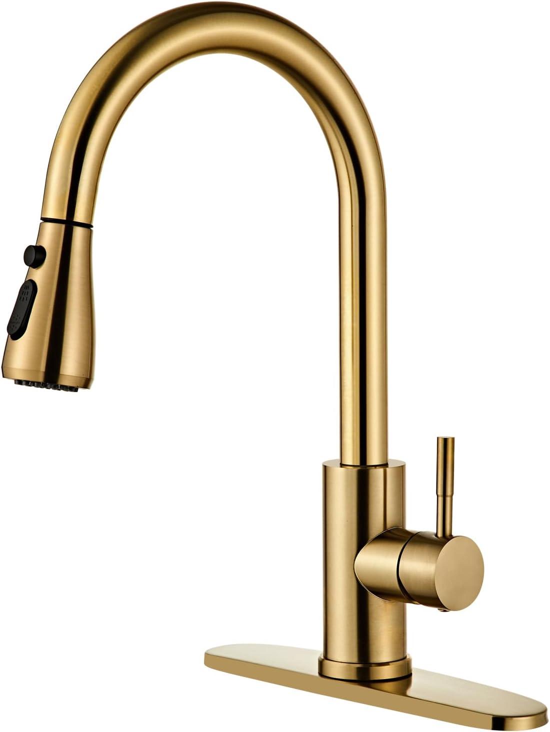 GAGALIFE Single Handle Pull Down Sprayer Kitchen Faucet High Arc Stainless Steel Faucet with 3-Function Sprayer JJL-CL-PT-SDP-C