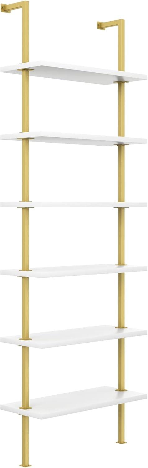 85" Theo 6 Tier Wood Wall Mount Ladder Bookshelf - Nathan James