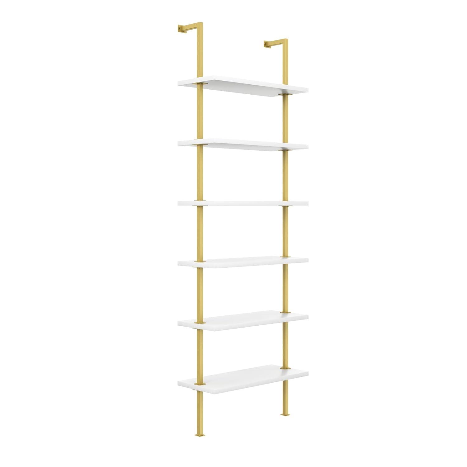 85" Theo 6 Tier Wood Wall Mount Ladder Bookshelf - Nathan James