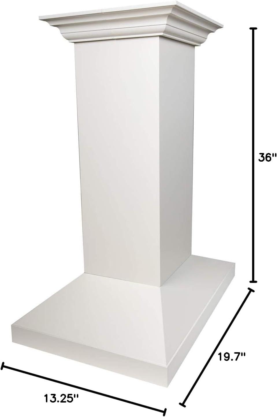 ZLINE 36 in. Wooden Island Mount Range Hood in White  Includes  Motor