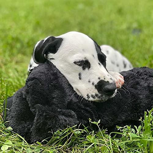 Black Plush Dog Toy with Heartbeat and Heat Pack