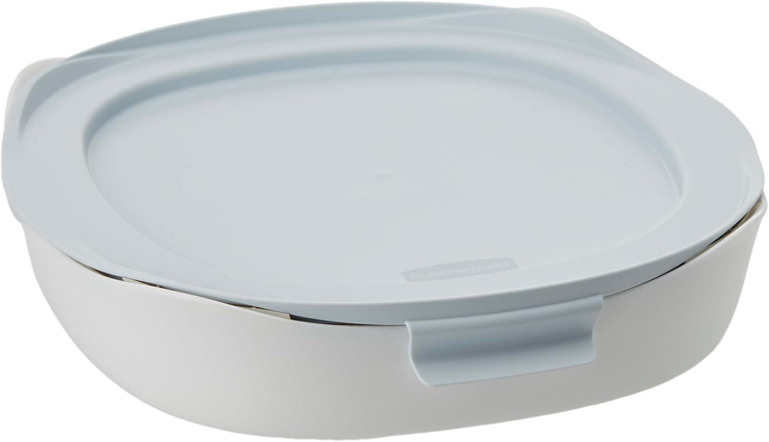 Rubbermaid White Glass Bakeware with Lid, 1.75-Quart