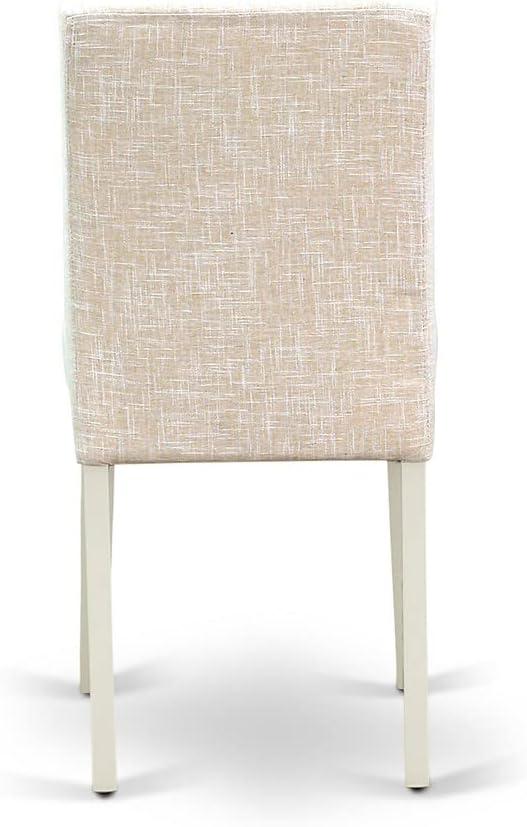 East West Furniture Dublin 3-piece Wood Dining Set with Linen Seat in White