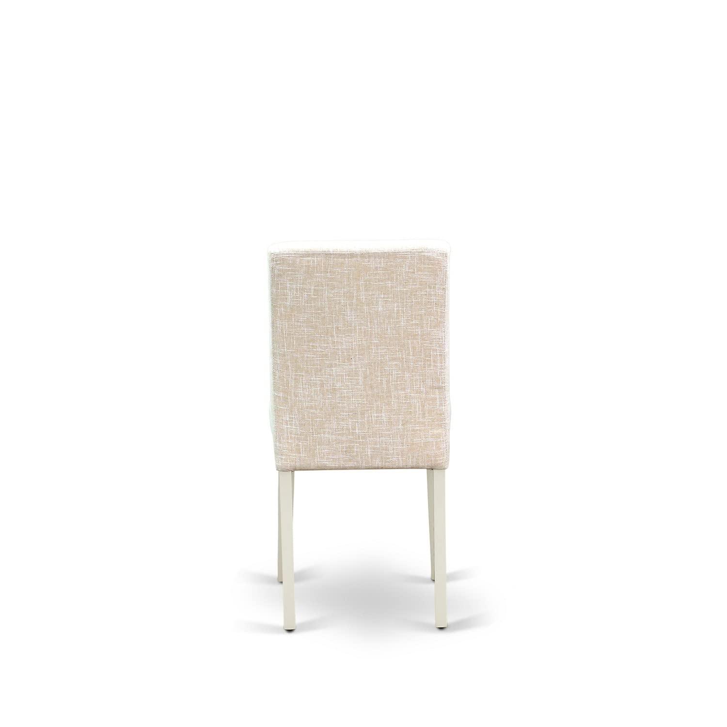 East West Furniture Dublin 3-piece Wood Dining Set with Linen Seat in White