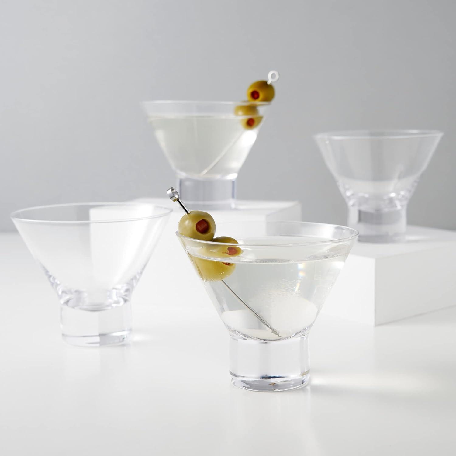 Raye Heavy Base Crystal Stemless Martini Glasses