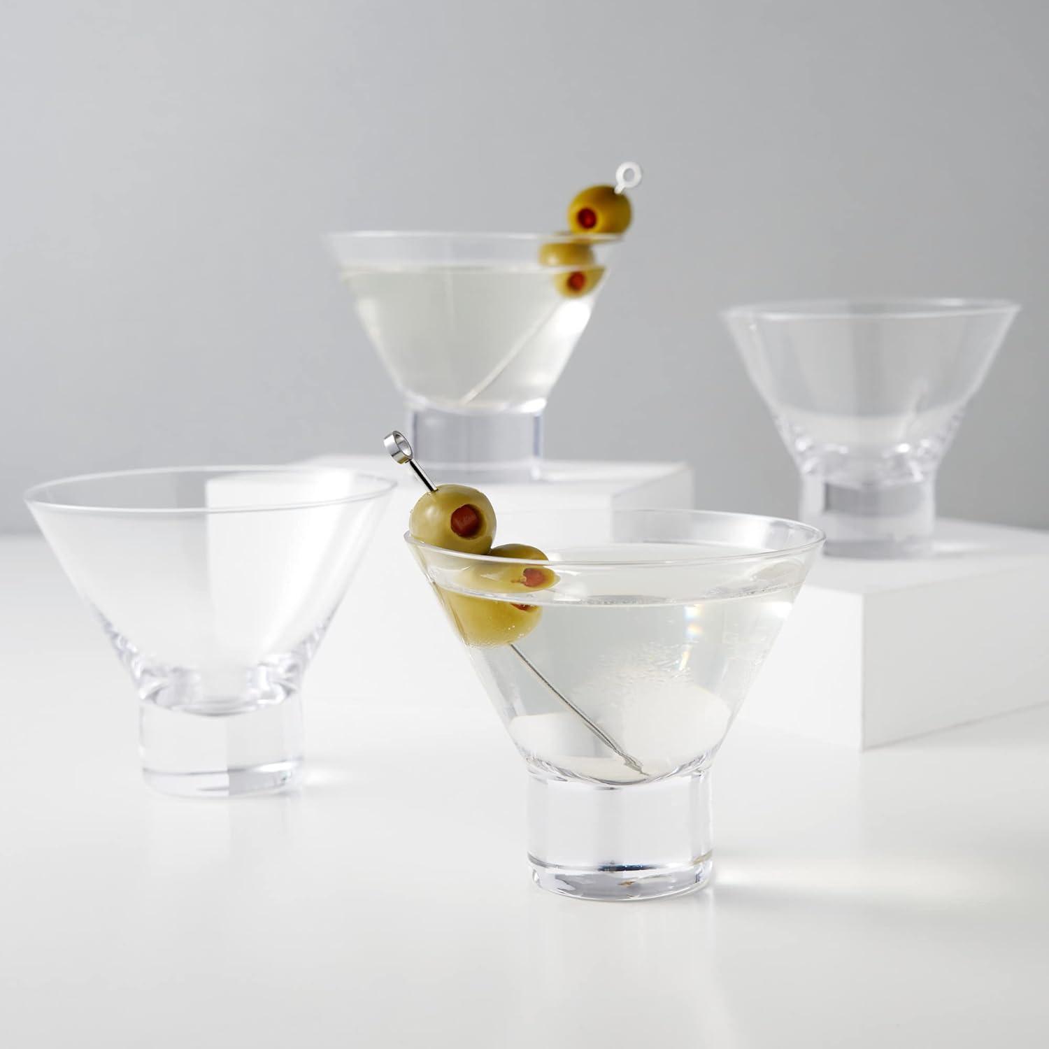 Viski Raye Heavy Base Crystal Stemless Martini Glasses