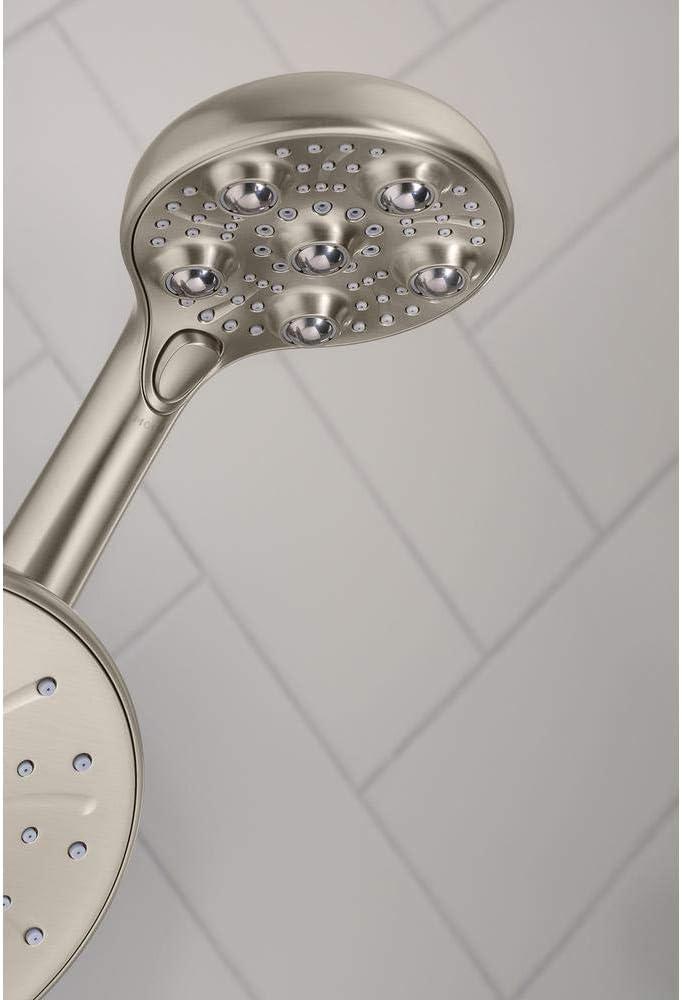 HydroRoller Nickel Dual Handheld and Rain Shower Head