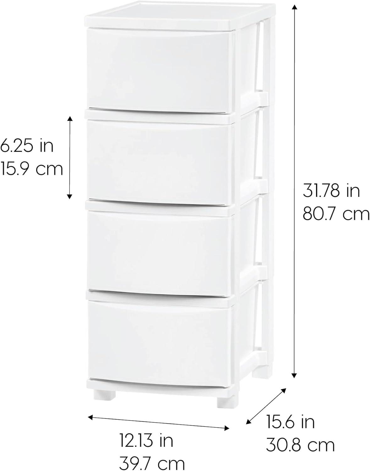 IRIS USA Plastic 4 Drawer Storage Cart with Casters, Organizer Unit for Bedroom, Closet, Kitchen, Bathroom, Laundry Room, Dorm