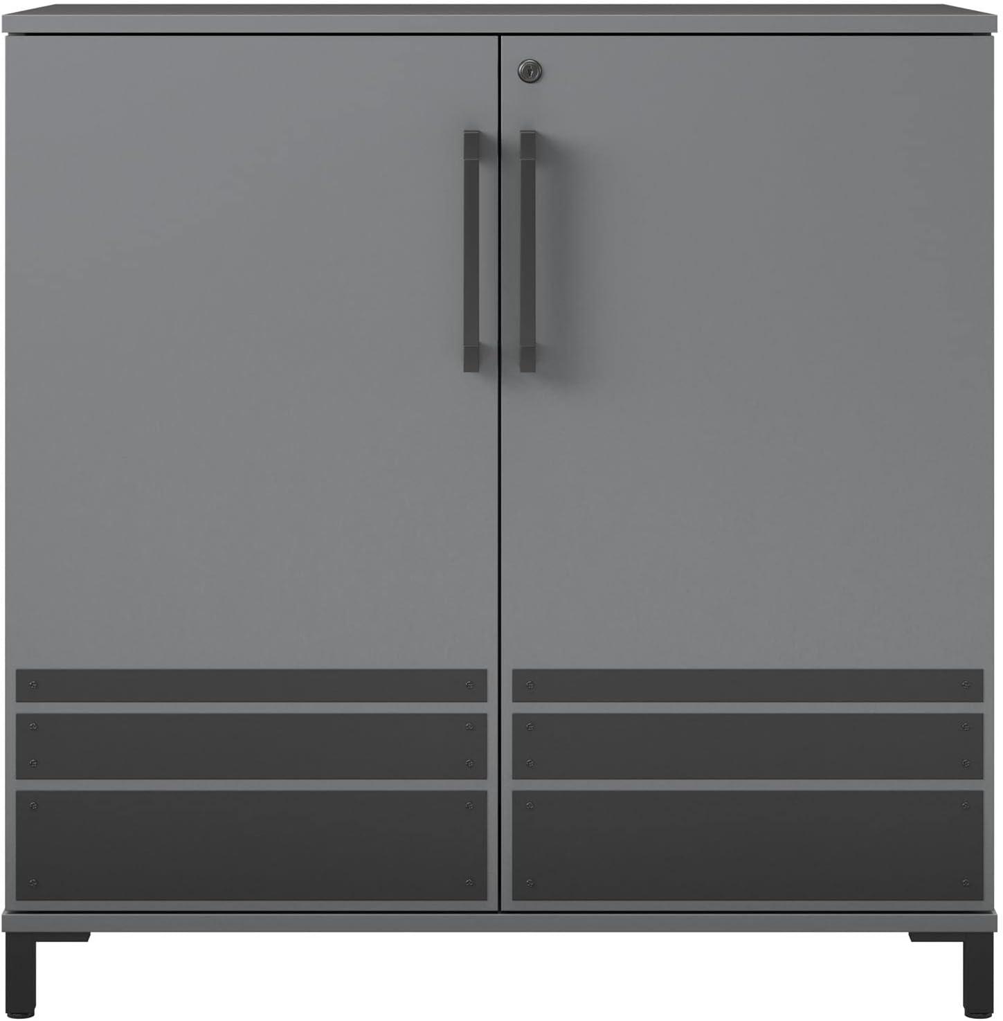 Shelby Gray Lockable Freestanding Cabinet with Adjustable Shelving