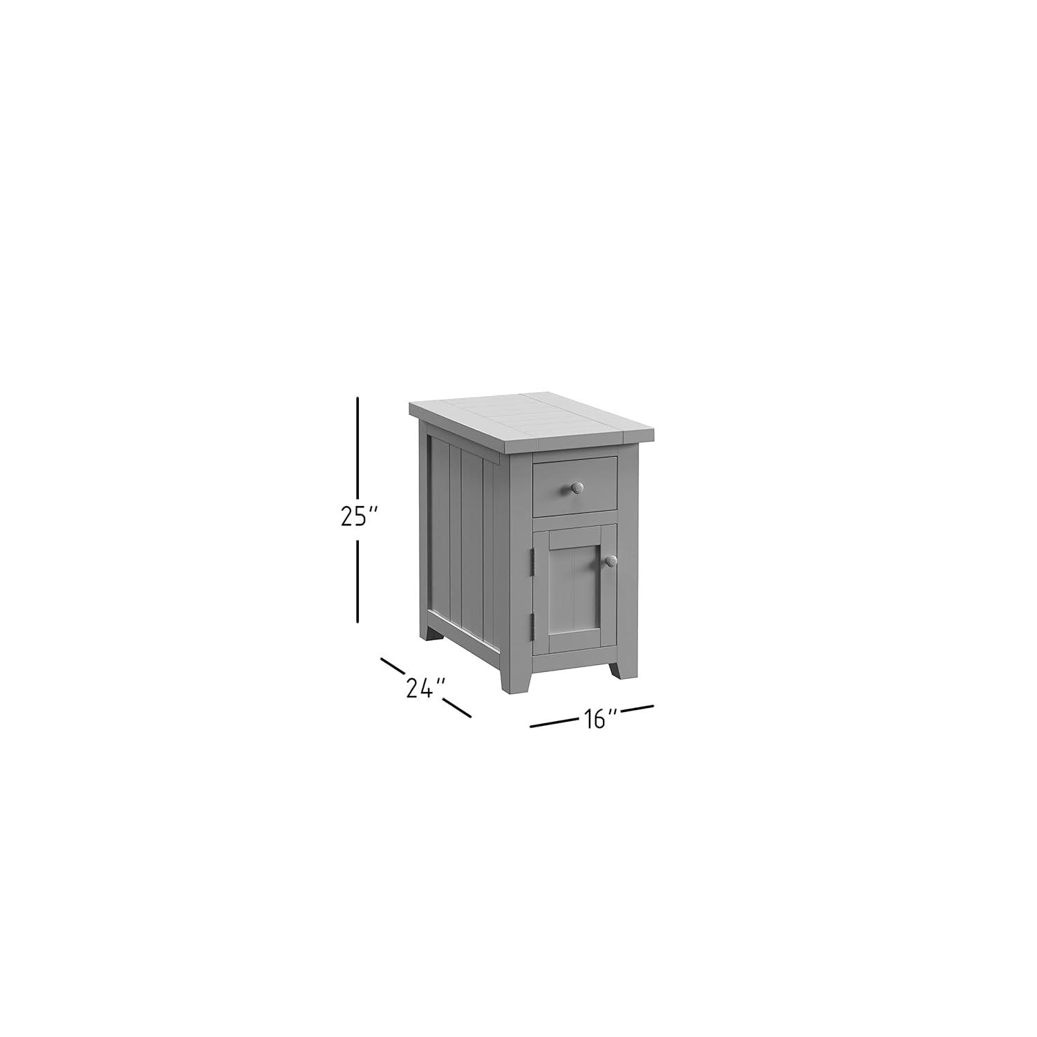 Jofran Madison County Rustic Reclaimed Pine Farmhouse Harris USB Charging Chairside Table