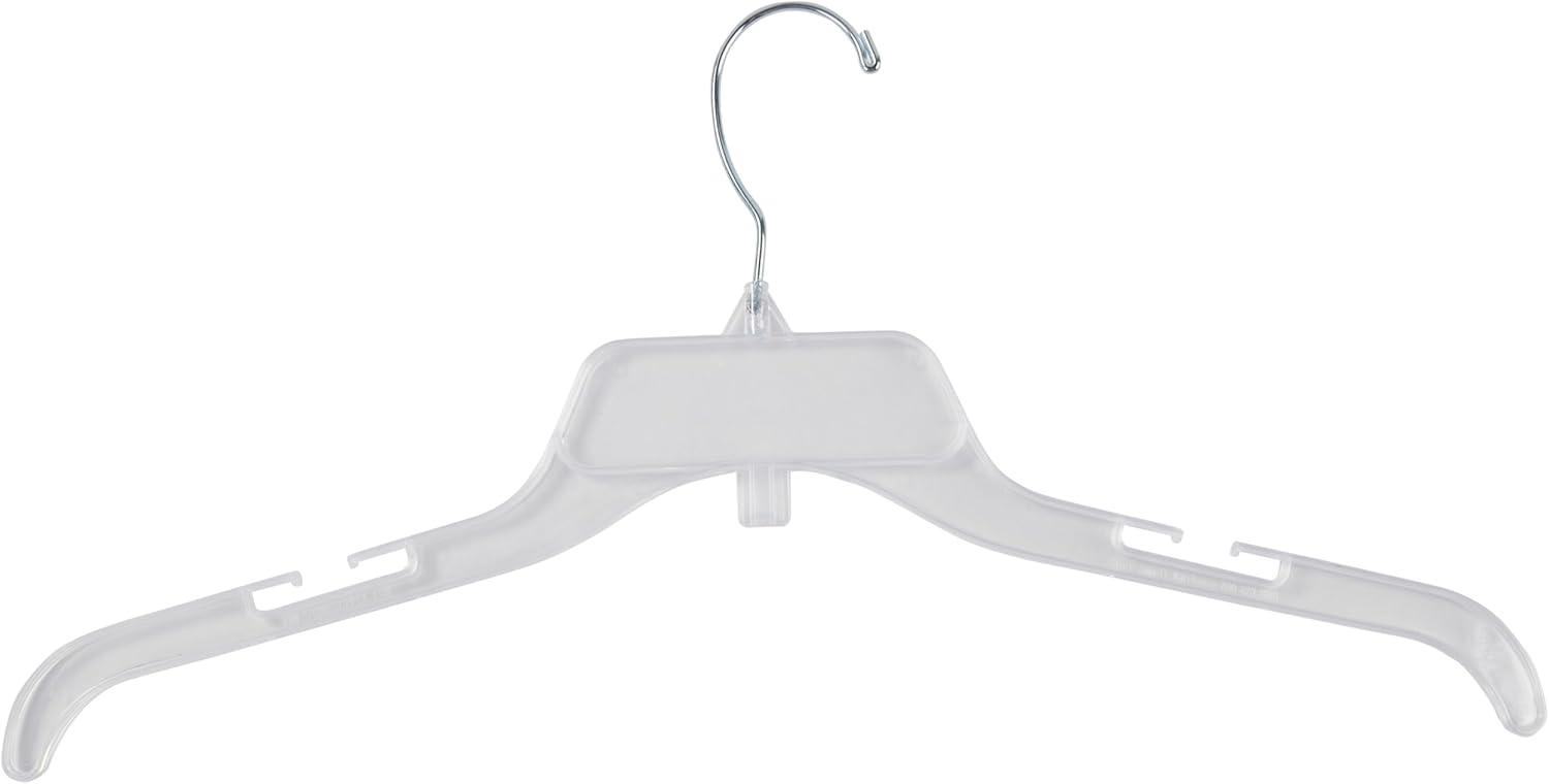 Economy 17 inch Break-Resistant Clear Plastic Dress Hangers- Case of 100