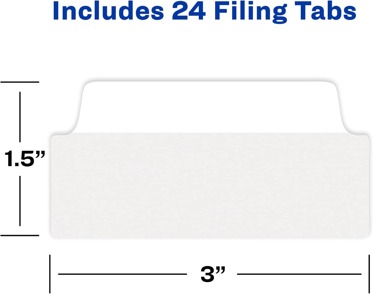 Avery Ultra Tabs Repositionable Tabs, Wide and Slim: 3" x 1.5", 1/3-Cut, White, 24/Pack