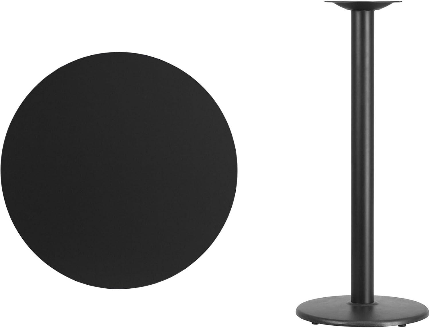 Flash Furniture Stiles 30'' Round Black Laminate Table Top with 18'' Round Bar Height Table Base