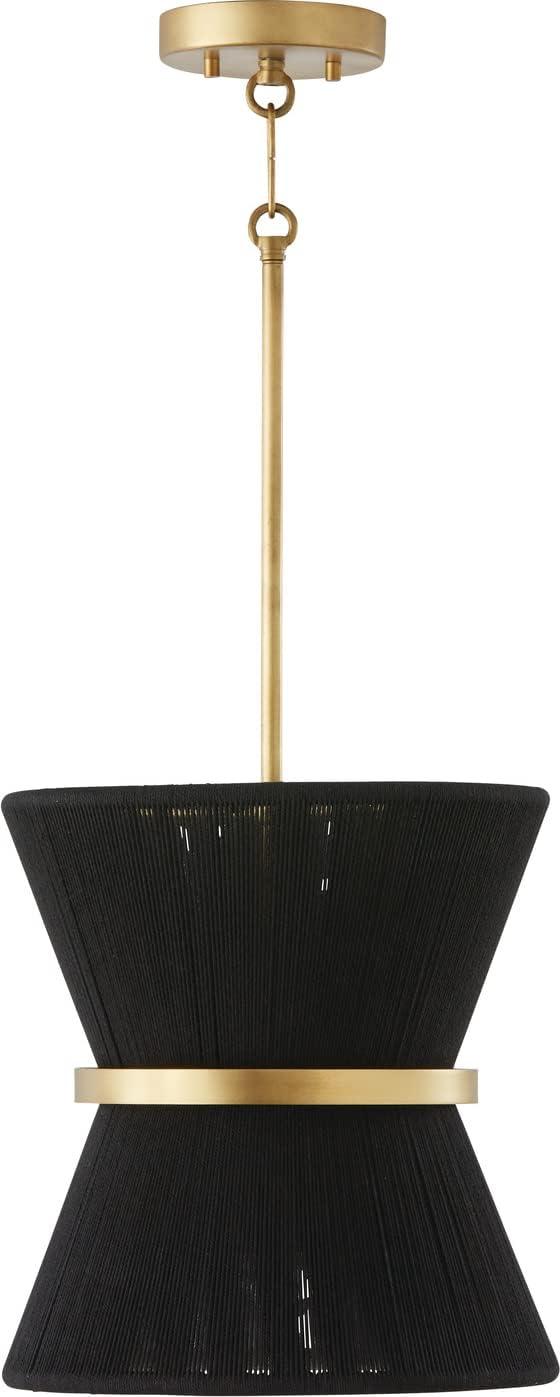 Cecilia Black Rope and Patinaed Brass Pendant Light