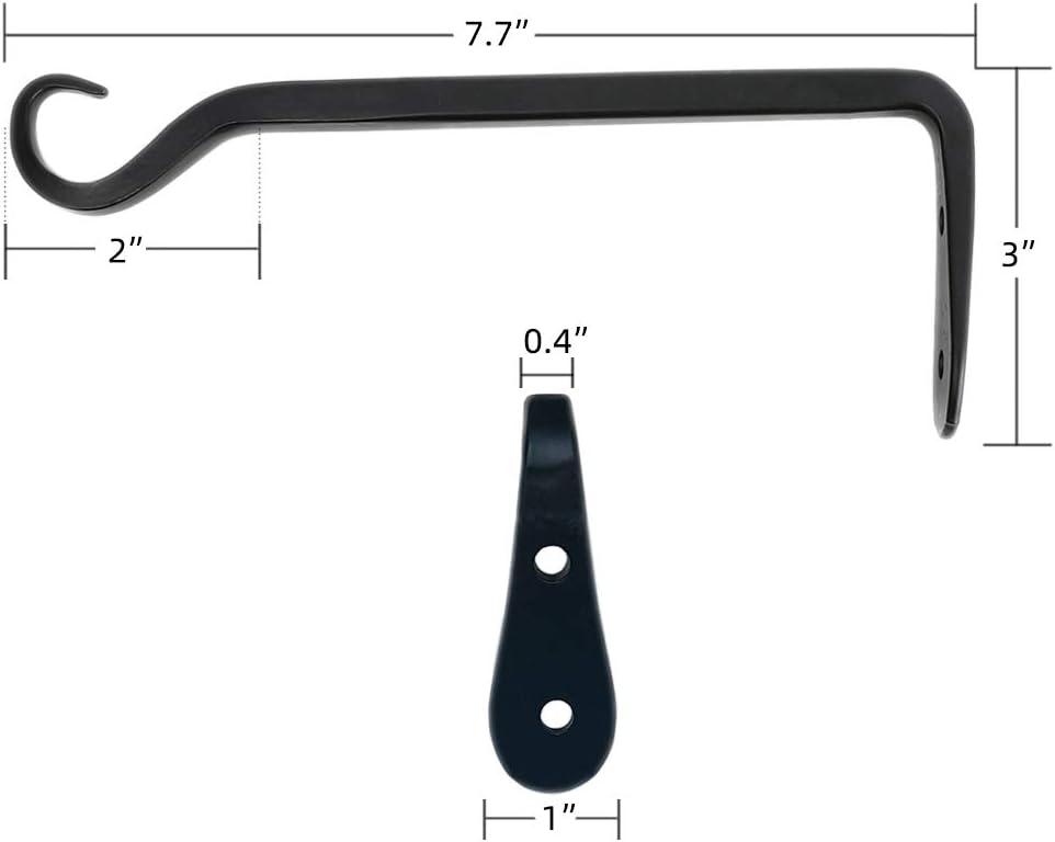 Black Heavy Duty Iron Wall Mount Plant Hanger Bracket Set