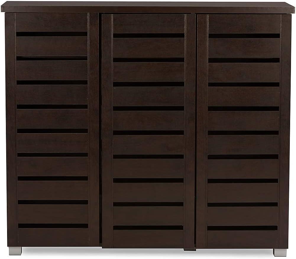 Adalwin Modern and Contemporary 3-Door Wooden Entryway Shoes Storage Cabinet: Organizer for 20 Pairs - Baxton Studio