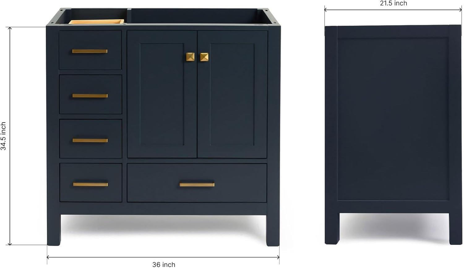 Ariel A037s-R-Bc Cambridge 36" Single Free Standing Wood Vanity Cabinet Only - Blue