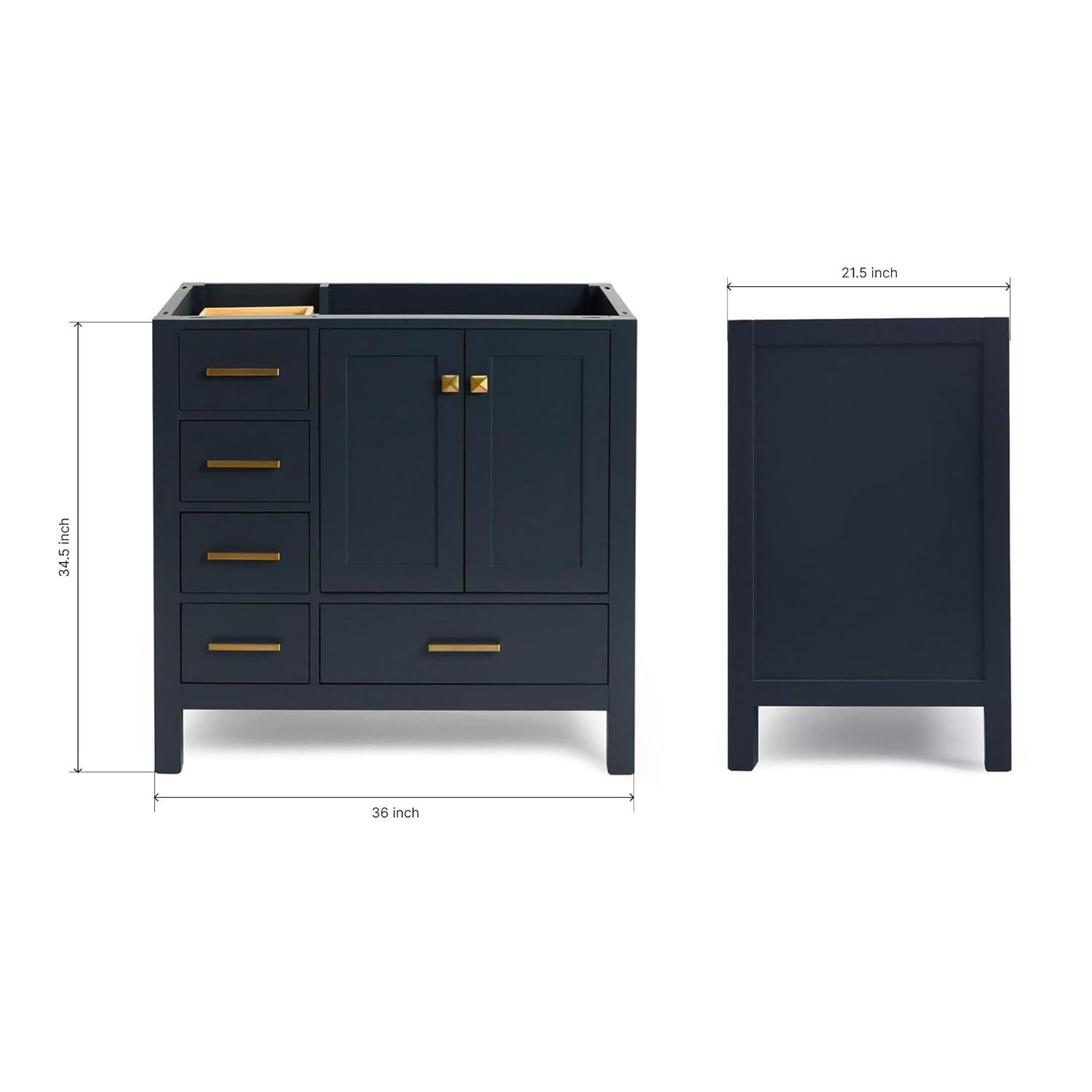 Ariel A037s-R-Bc Cambridge 36" Single Free Standing Wood Vanity Cabinet Only - Blue