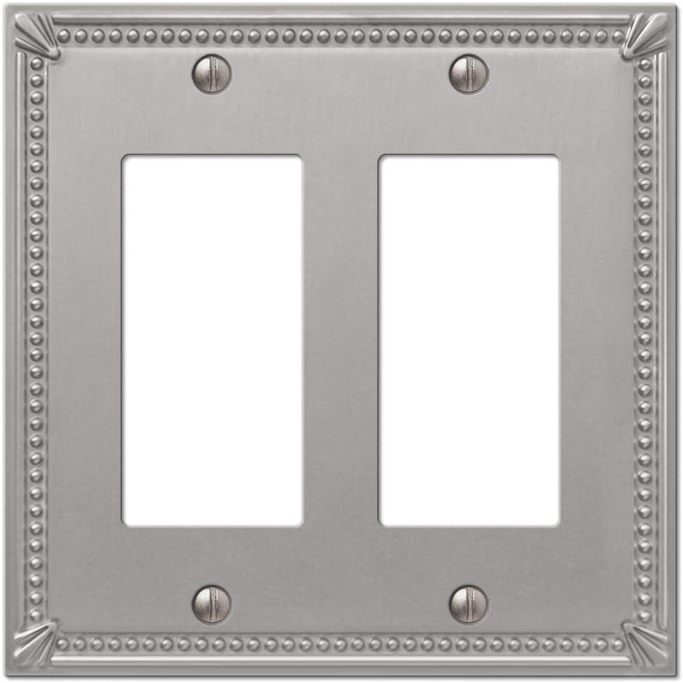 Amerelle Imperial Bead Brushed Nickel 2 gang Metal Decorator Wall Plate 1 pk