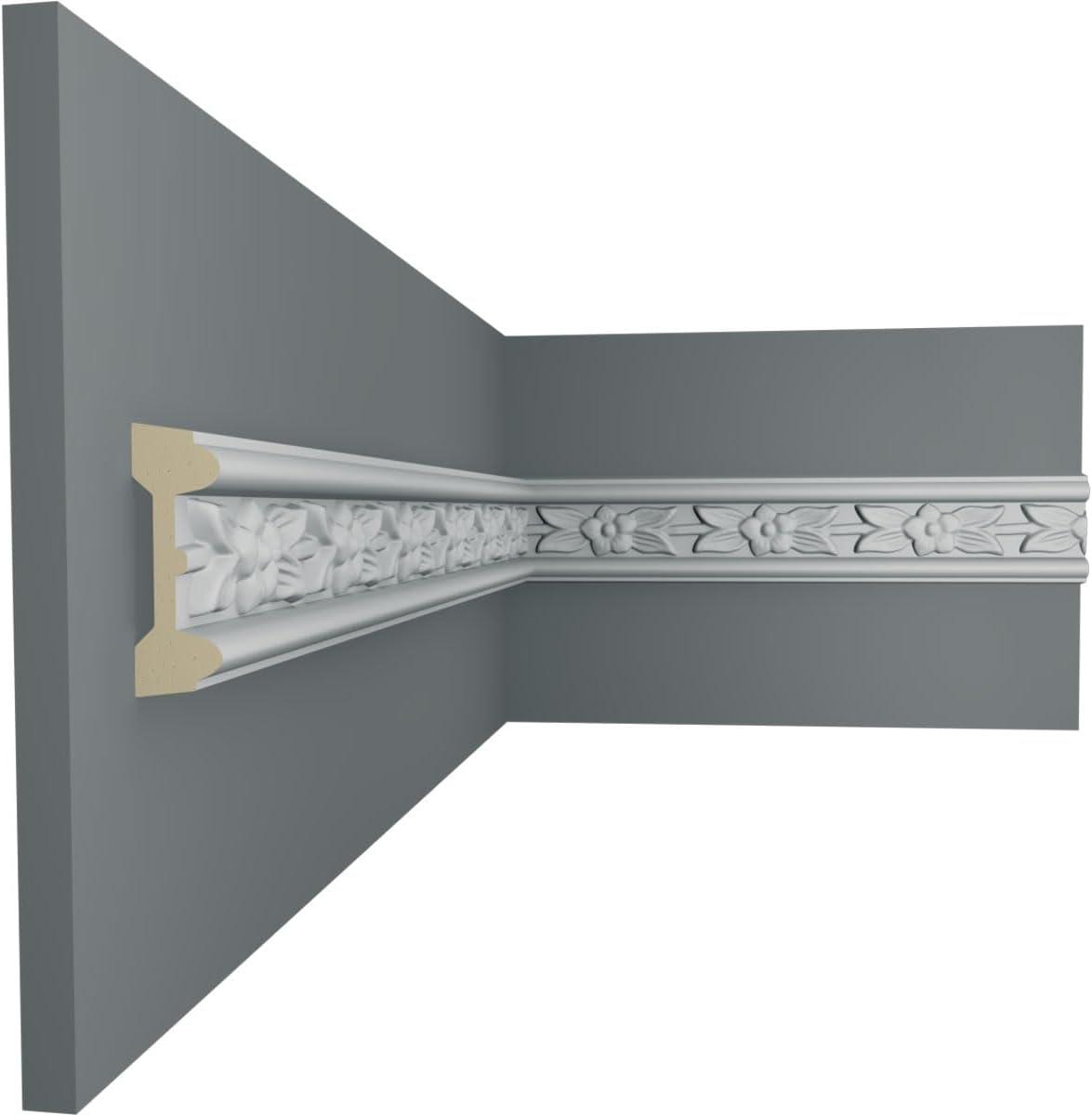 Ekena Millwork 1 7/8"H x 5/8"P x 94 1/2"L, (2 5/8" Repeat), Flower Chair Rail (Set of 8)