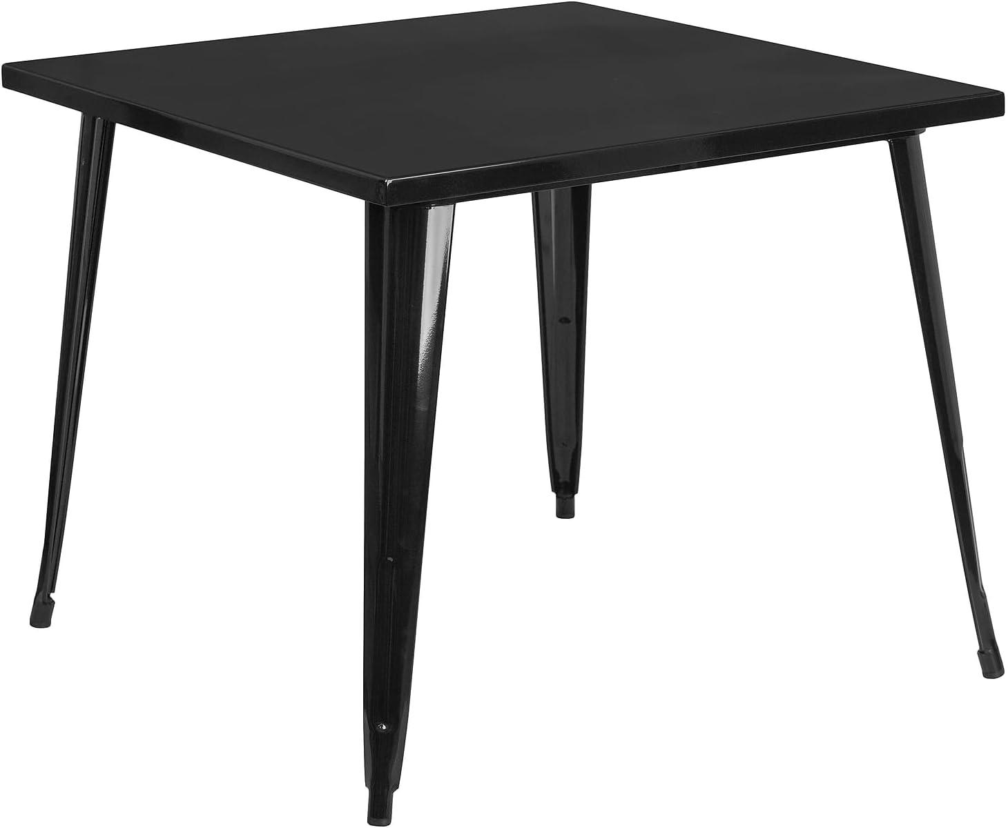 Flash Furniture Commercial Grade 35.5" Square Black Metal Indoor-Outdoor Table