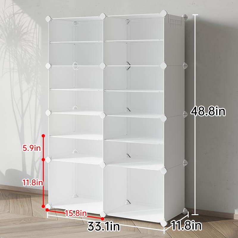 Shoe Rack, 8 Tier Shoe Storage Cabinet with Door, 32 Pair Shoe Organizer Shelves for Closet Hallway Bedroom Entryway, White