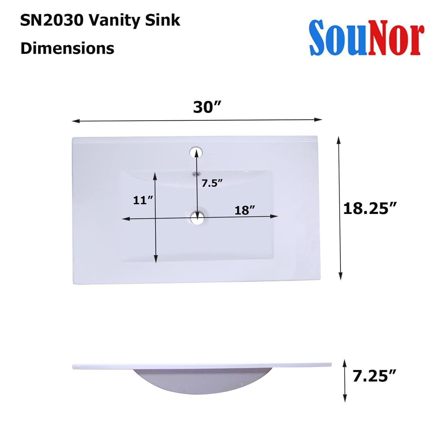 Miniyam 24" Ceramic Sink with Overflow, Drop in Bathroom Vessel Sink, White