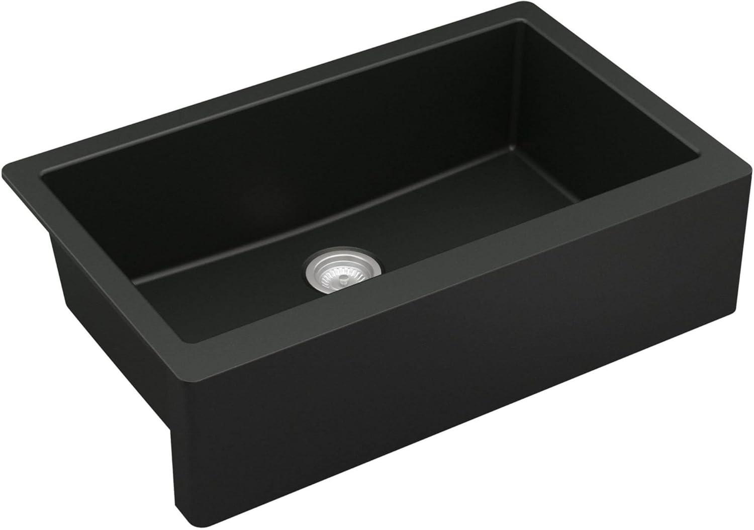 Karran Farmhouse/Apron-Front Quartz Composite 34'' X 21-1/4'' Single Bowl Kitchen Sink