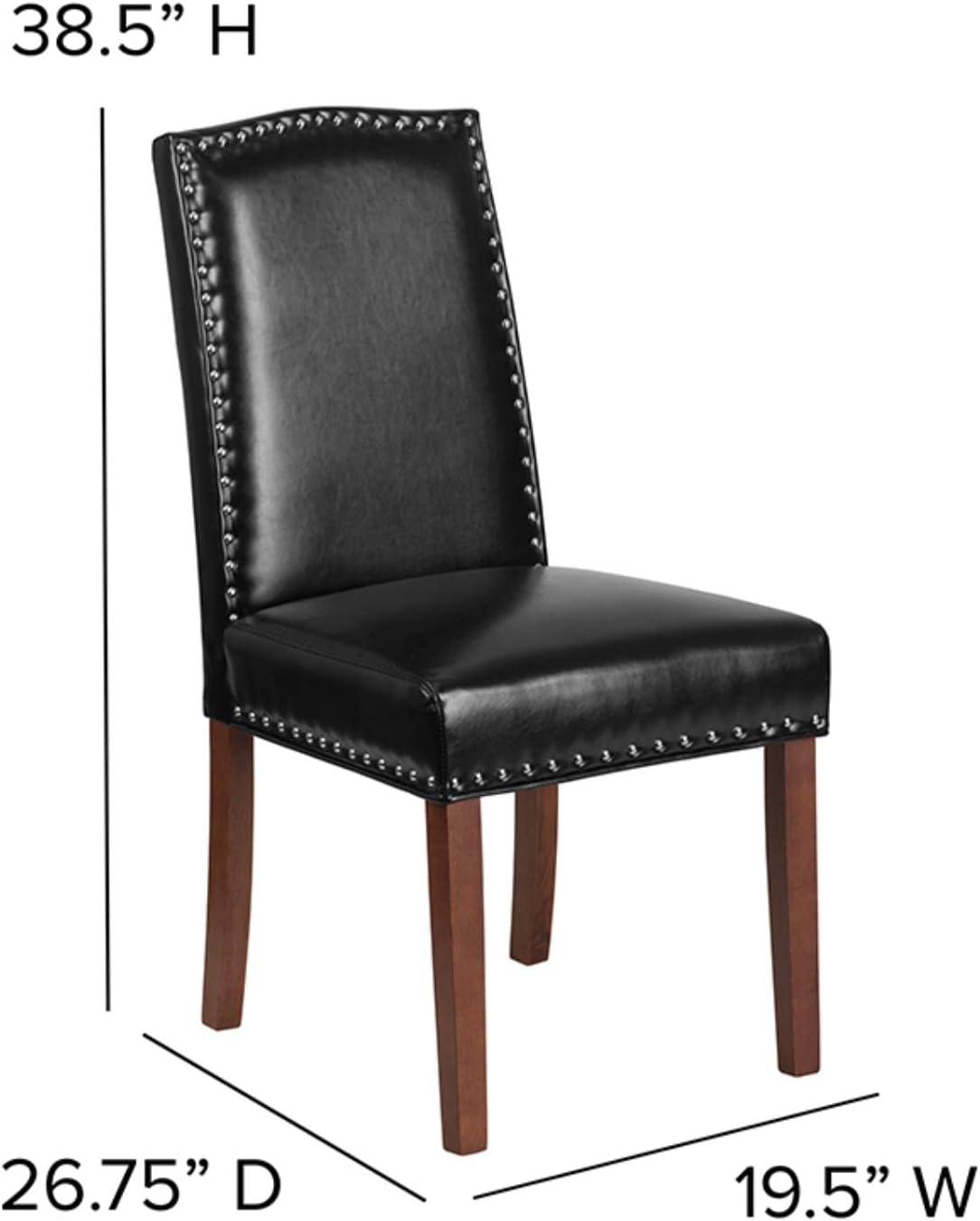 Black LeatherSoft Parsons Side Chair with Nailhead Trim