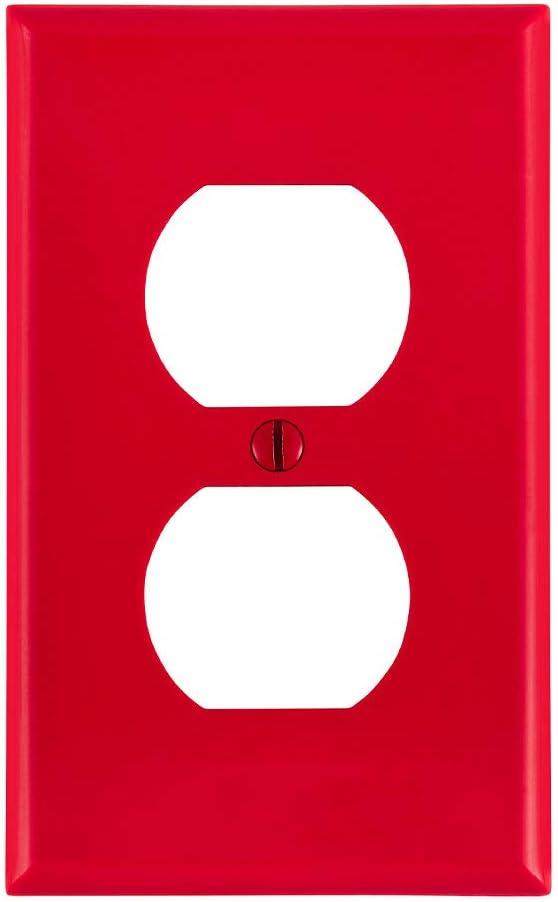 Red Metal 1-Gang Duplex Receptacle Wall Plate