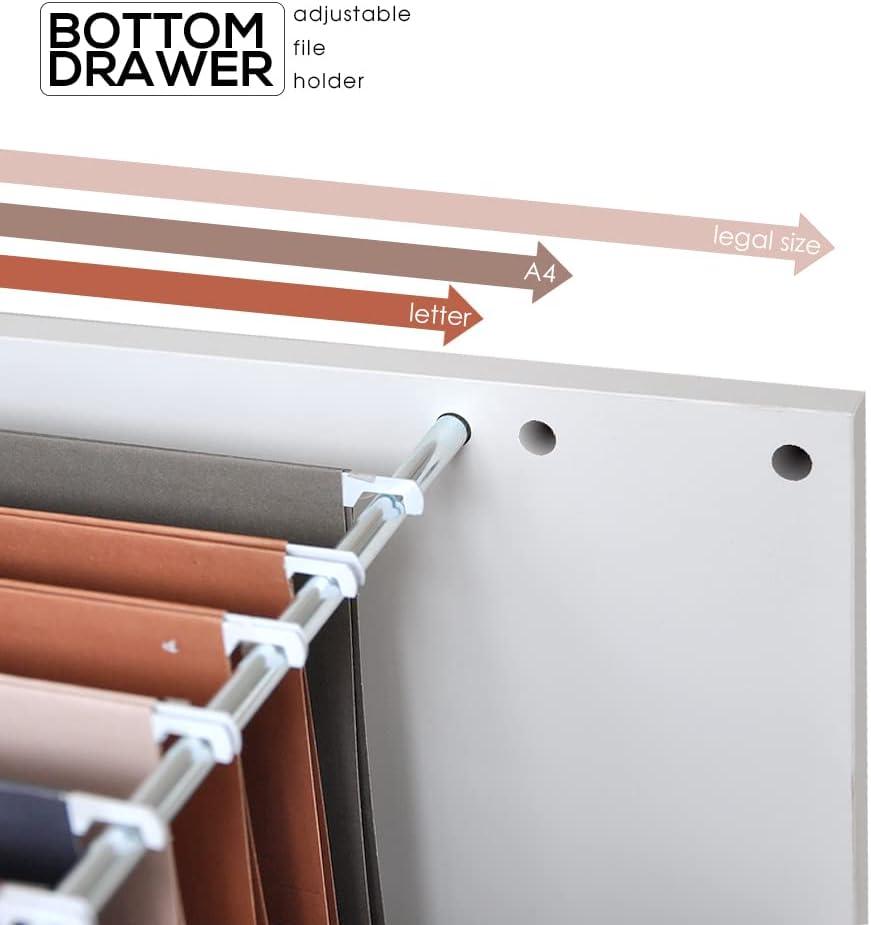3 Drawers Storage Cabinet, Wooden Mobile Filing Cabinet for Mini Printer Stand, with Lockable Casters, for Home Office (3-Drawers, White)
