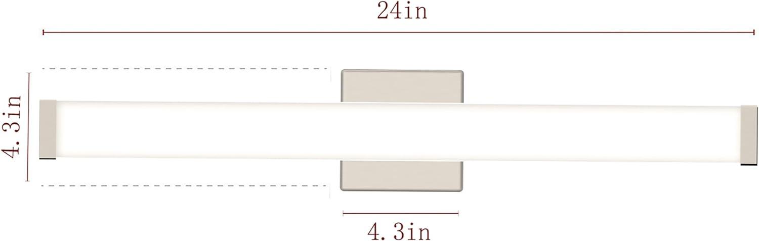 Bathroom Vanity Light Brushed Nickel Square LED 24 inch 14W 4000K Natural White Light Wall Bar Lighting Fixtures Over Mirror