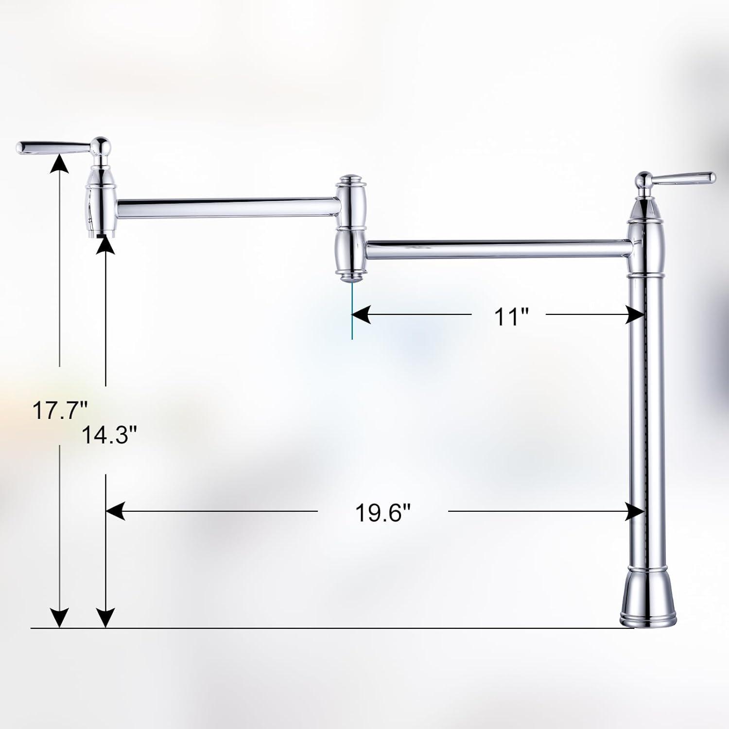 Chrome Double Handle Deck Mount Pot Filler Faucet