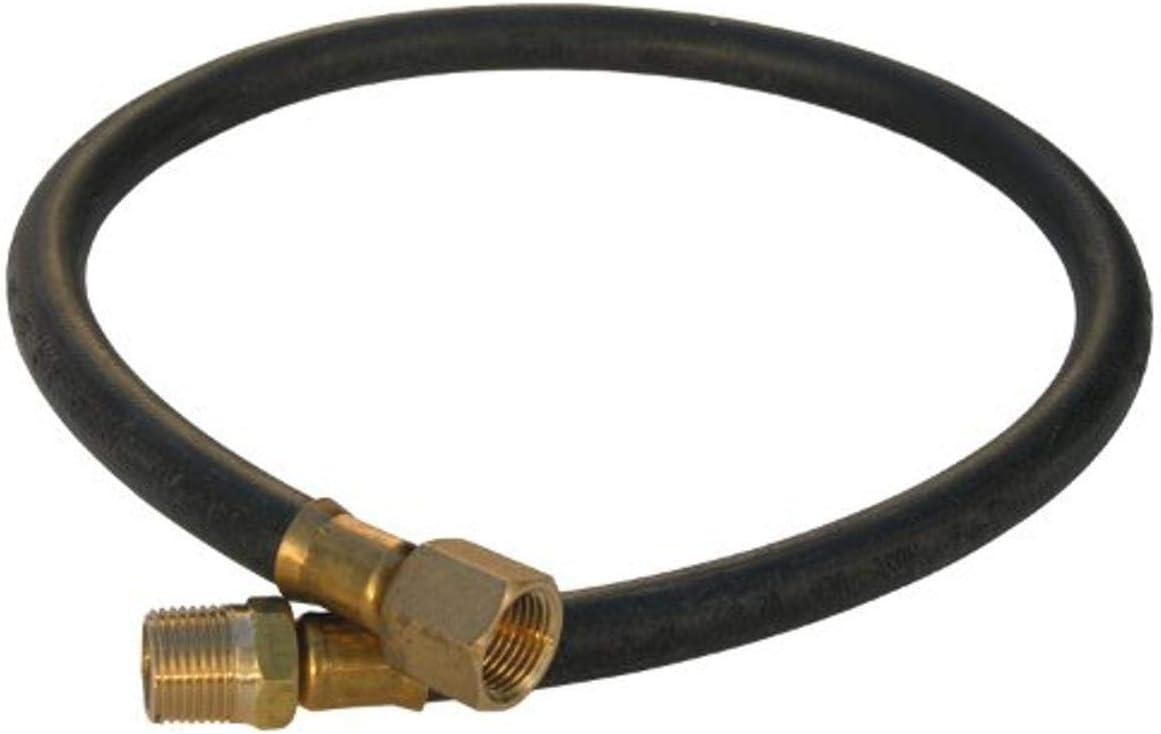 24-Inch Black Rubber Propane BBQ Hose with Brass Ends