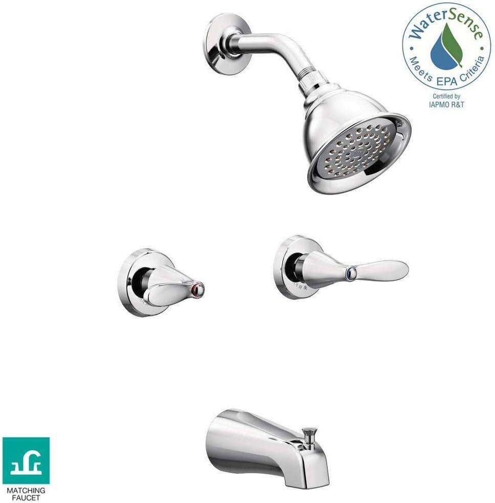 Chrome 2-Handle Wall Mounted Tub and Shower Faucet