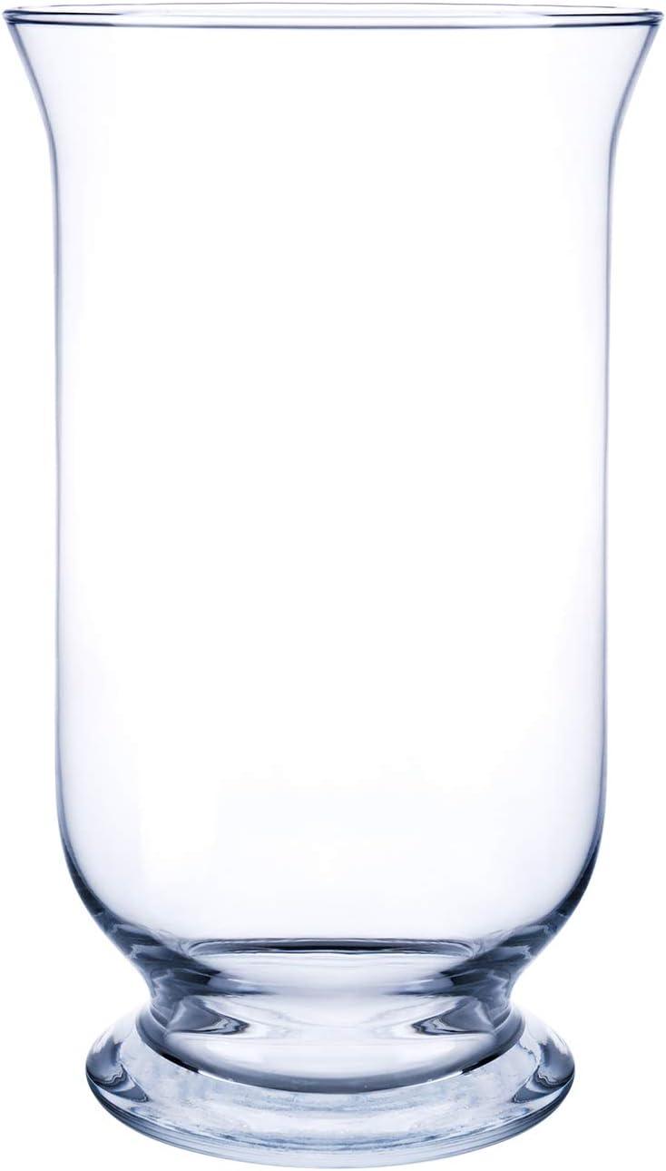 Clear Glass 12-Inch Hurricane Vase for Floral Arrangements