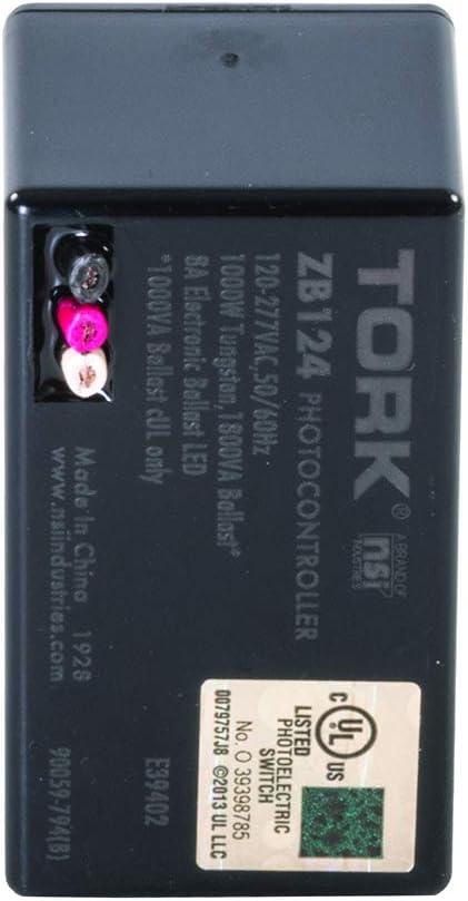 Tork Photocontrol,Polycarbonate,Flush,Black ZB124