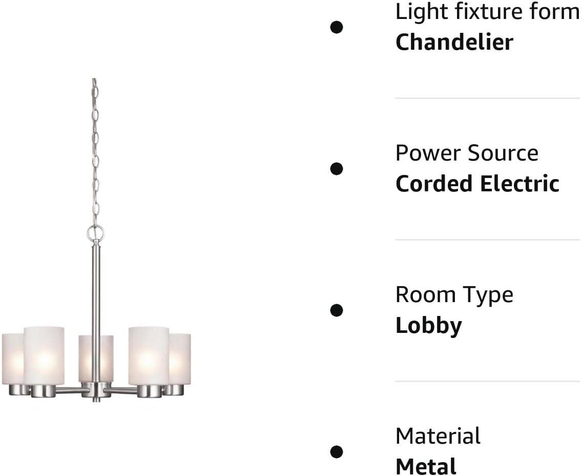 Elegant Brushed Nickel 5-Light Chandelier with Frosted Seeded Glass