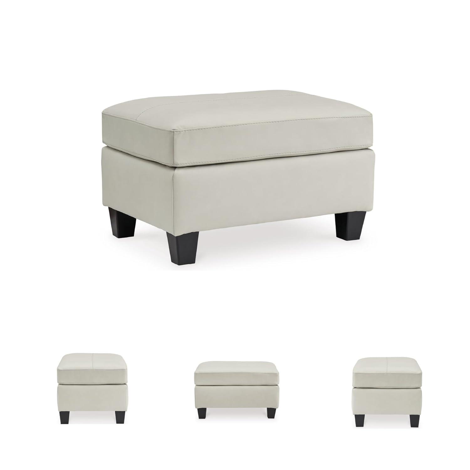 Signature Design by Ashley Contemporary Genoa Ottoman Leather Coconut