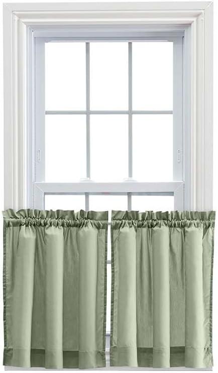 Sage Sheer Cotton Polyester Rod Pocket Window Tier Pair