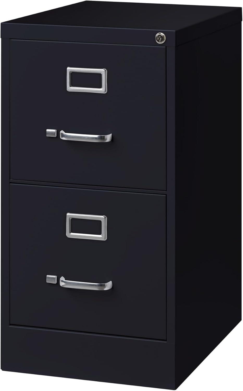 Black 2-Drawer Vertical Steel Lockable File Cabinet