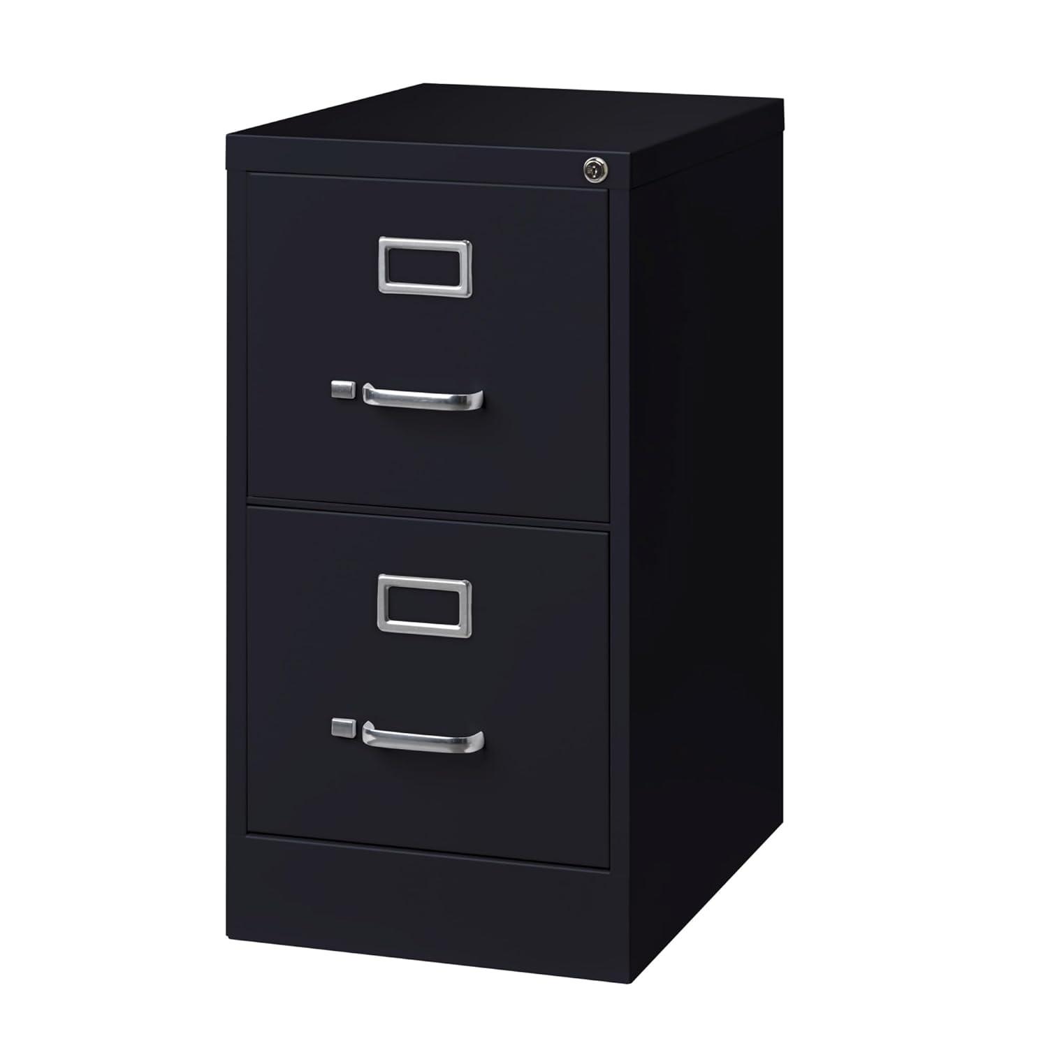 Black 2-Drawer Vertical Steel Lockable File Cabinet